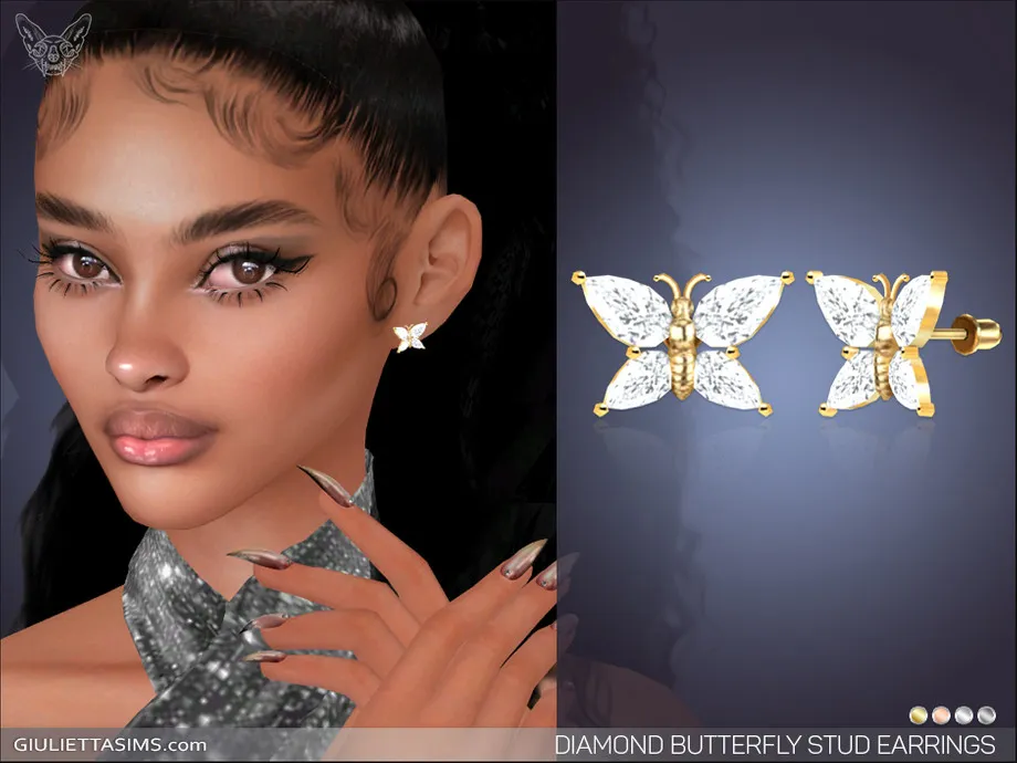 Diamond Butterfly Stud Earrings