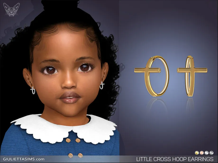 Little Cross Hoop Earrings For Toddlers