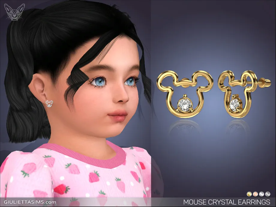 Mouse Crystal Earrings For Toddlers