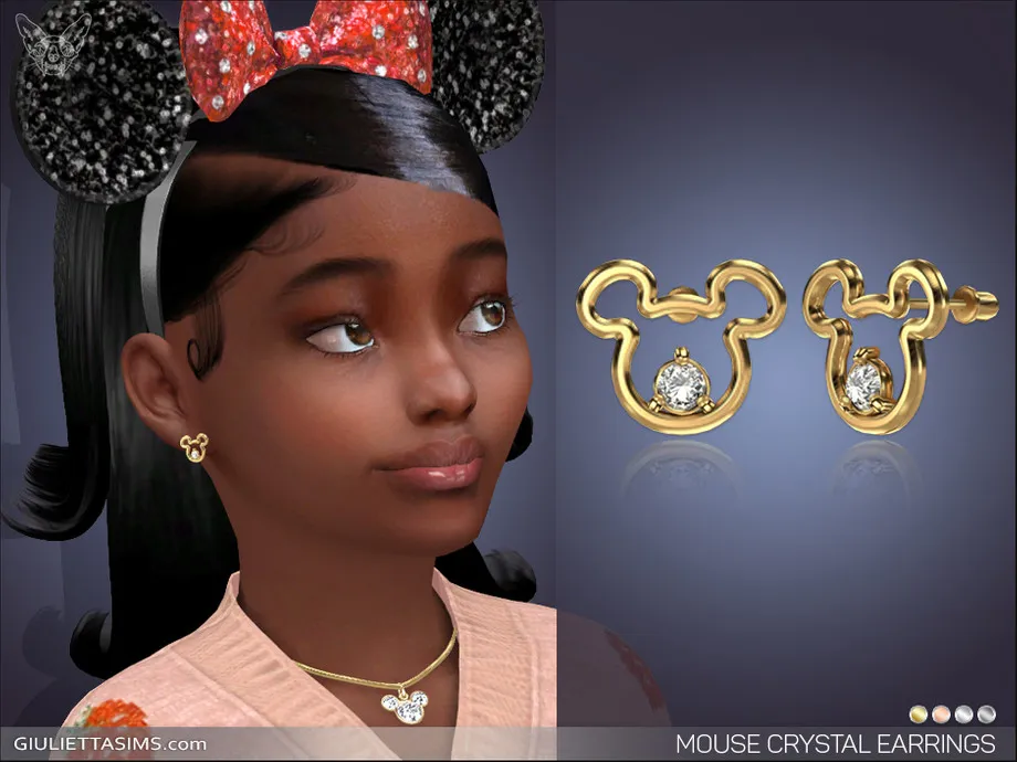 Mouse Crystal Earrings For Kids