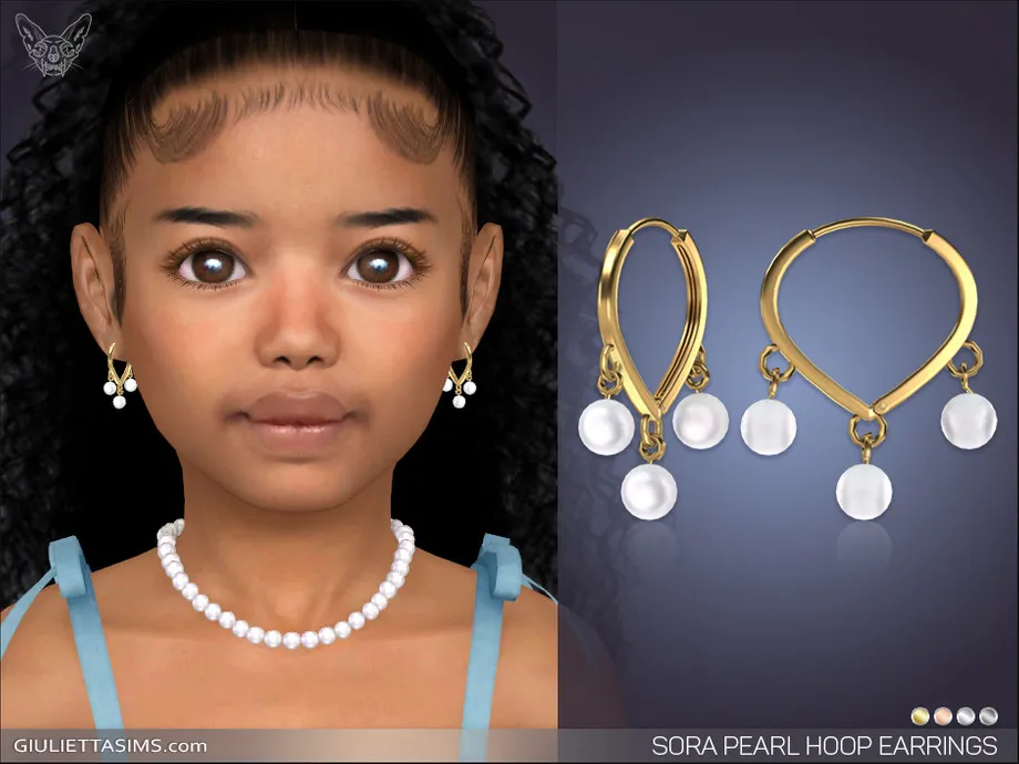 Sora Pearl Hoop Earrings For Kids