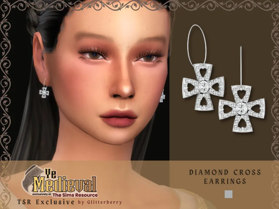 Ye Medieval Diamond Cross Earrings