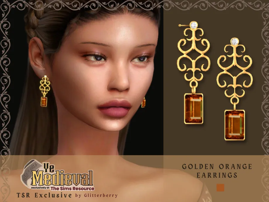 Ye Medieval Golden Orange Earrings