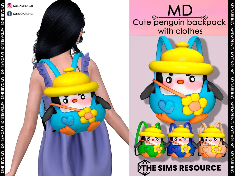 cute penguin backpack with clothes child