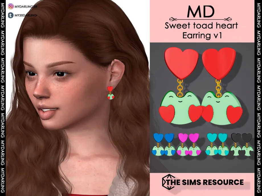 sweet toad heart earring v1 Child