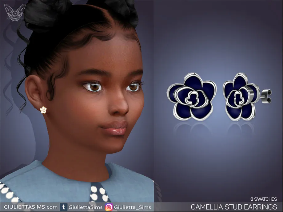 Camellia Stud Earrings For Kids