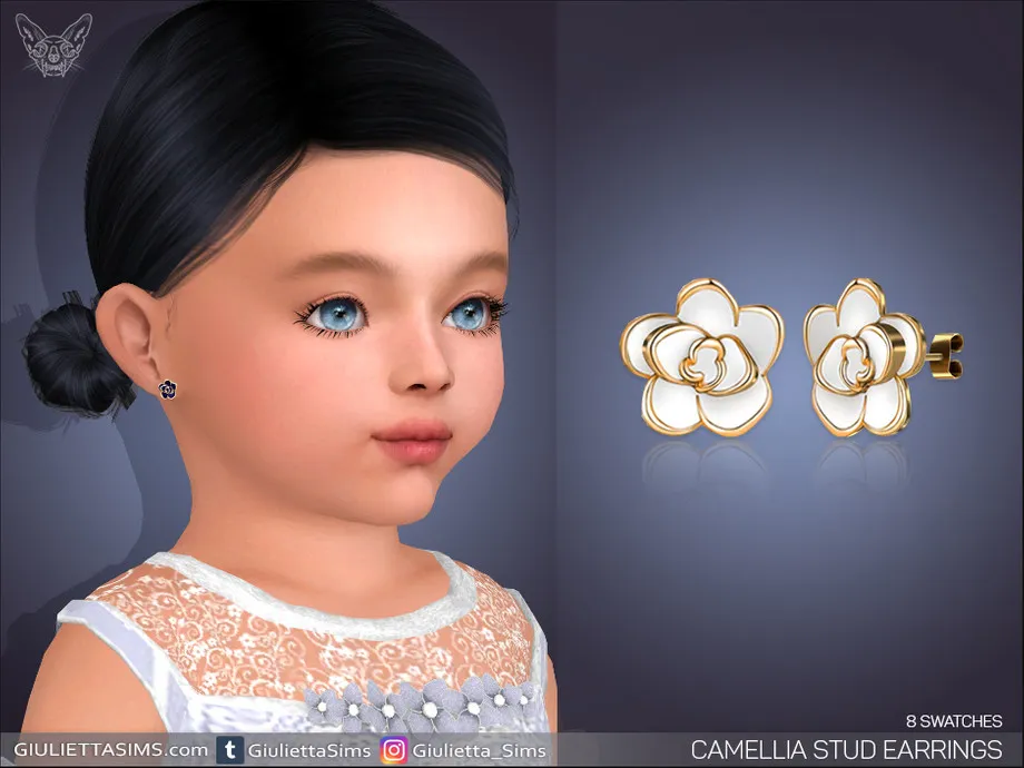 Camellia Stud Earrings For Toddlers