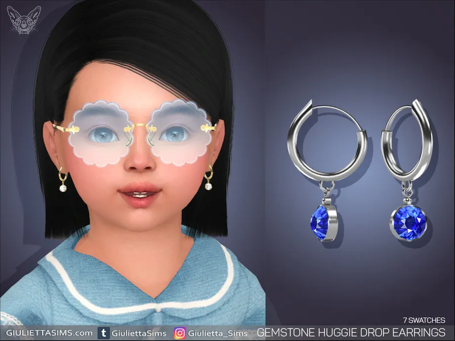 Gemstone Huggie Drop Earrings For Toddlers