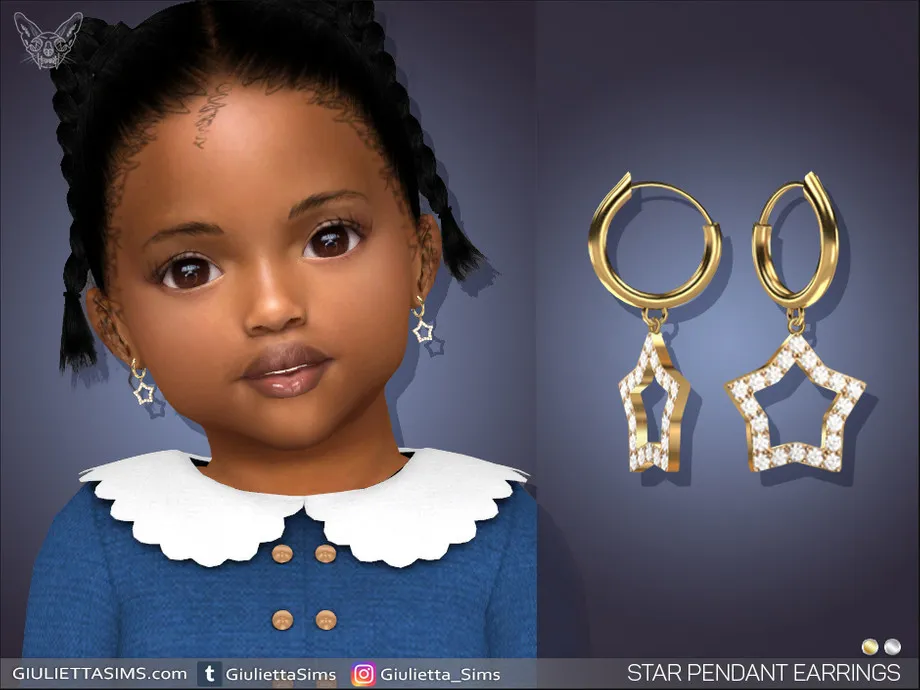 Star Pendant Earrings For Toddlers