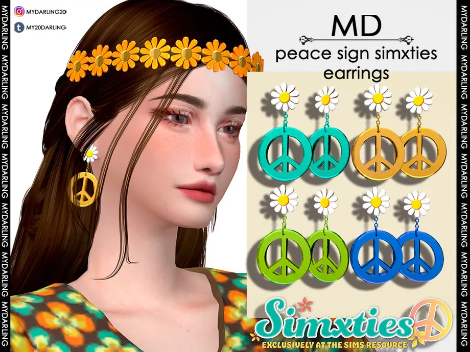 peace sign simxties earrings Adult