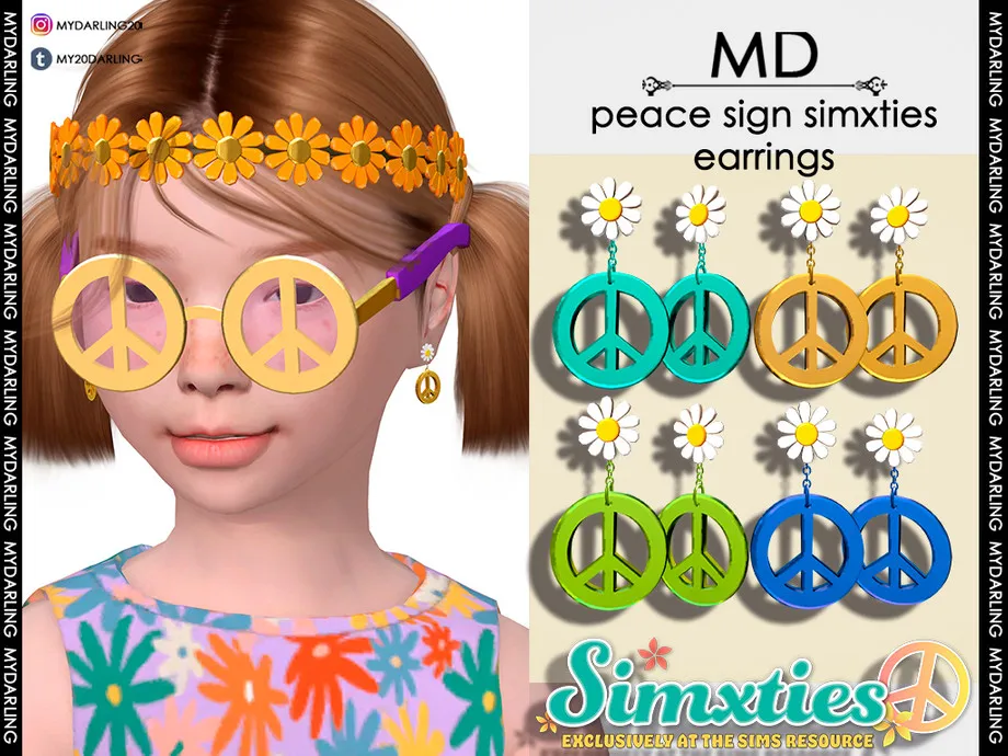 peace sign simxties earrings Child