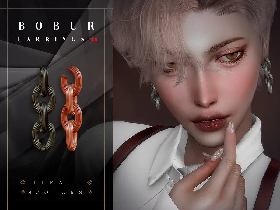 Dangling Earrings with a Fluted Chain