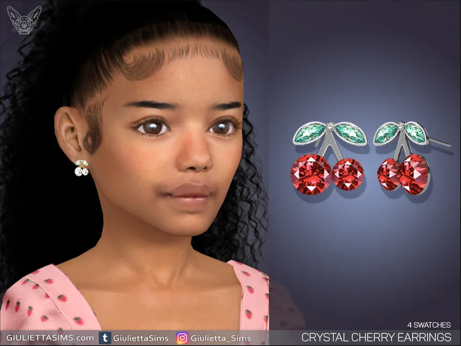 Crystal Cherry Earrings For Kids