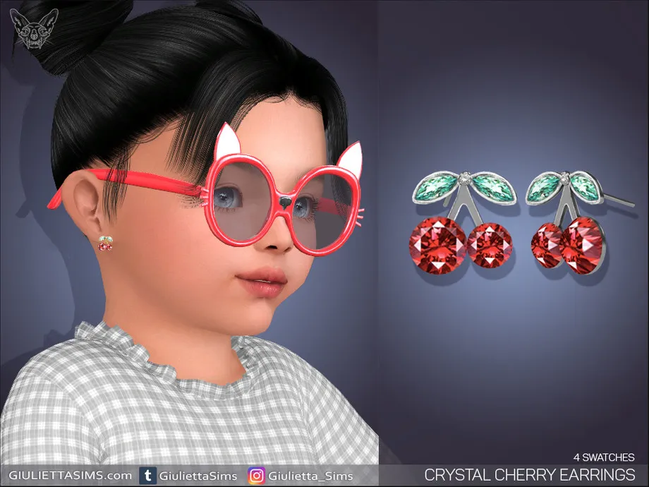 Crystal Cherry Earrings For Toddlers