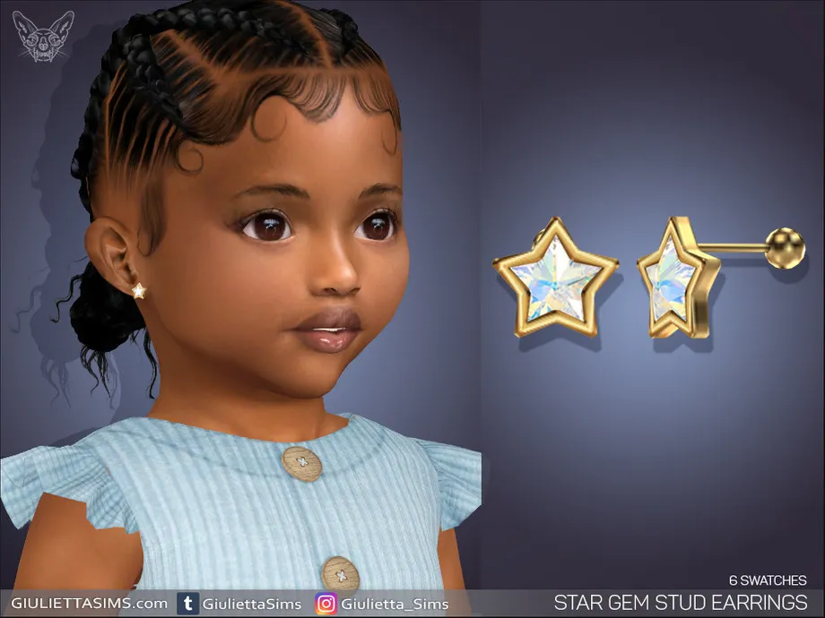 Star Gem Stud Earrings For Toddlers