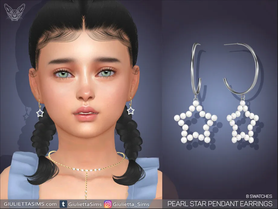 Pearl Star Pendant Earrings For Kids