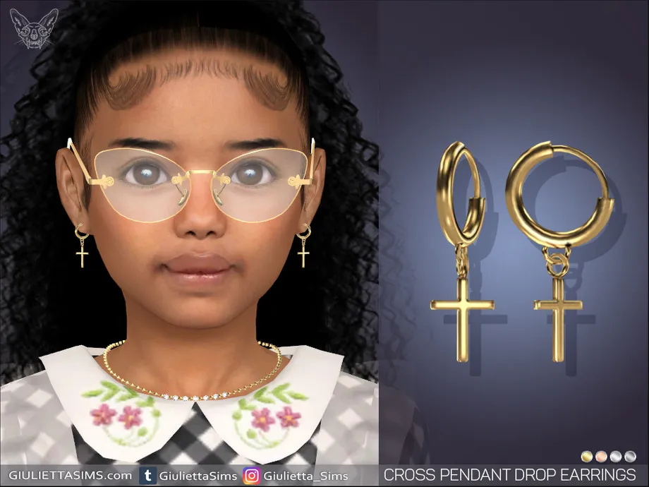 Cross Pendant Earrings For Kids