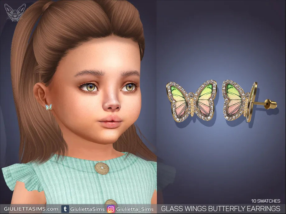 Glass Wings Butterfly Earrings For Toddlers