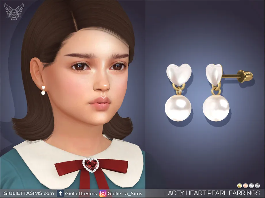 Lacey Heart Pearl Earrings For Kids