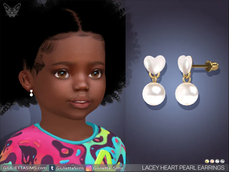 Lacey Heart Pearl Earrings For Toddlers