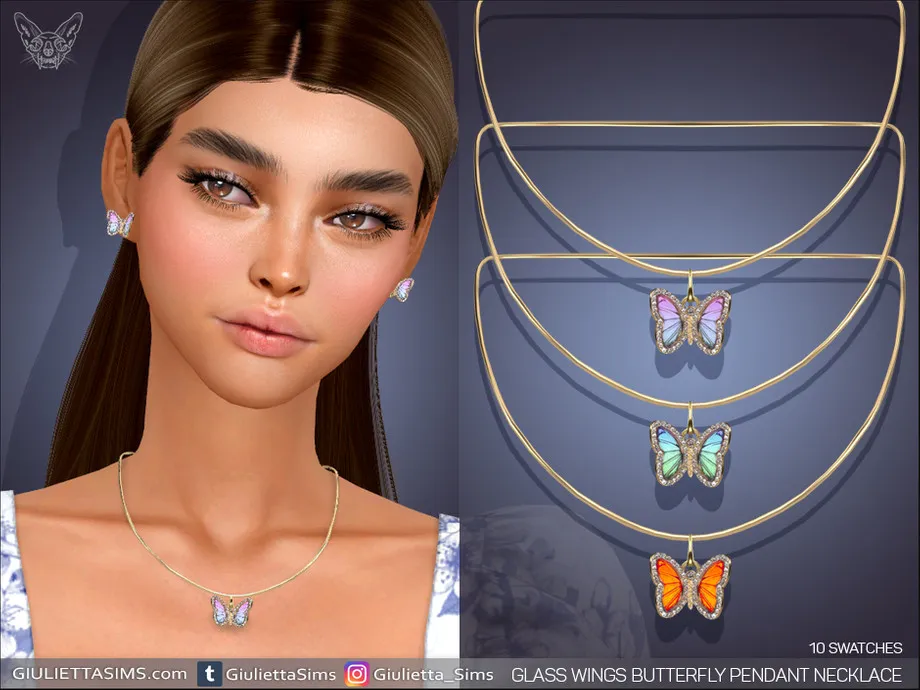 Glass Wings Butterfly Pendant Necklace