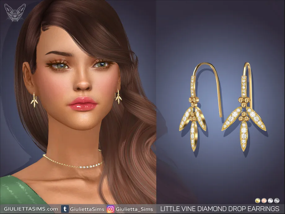 Little Vine Diamond Drop Earrings