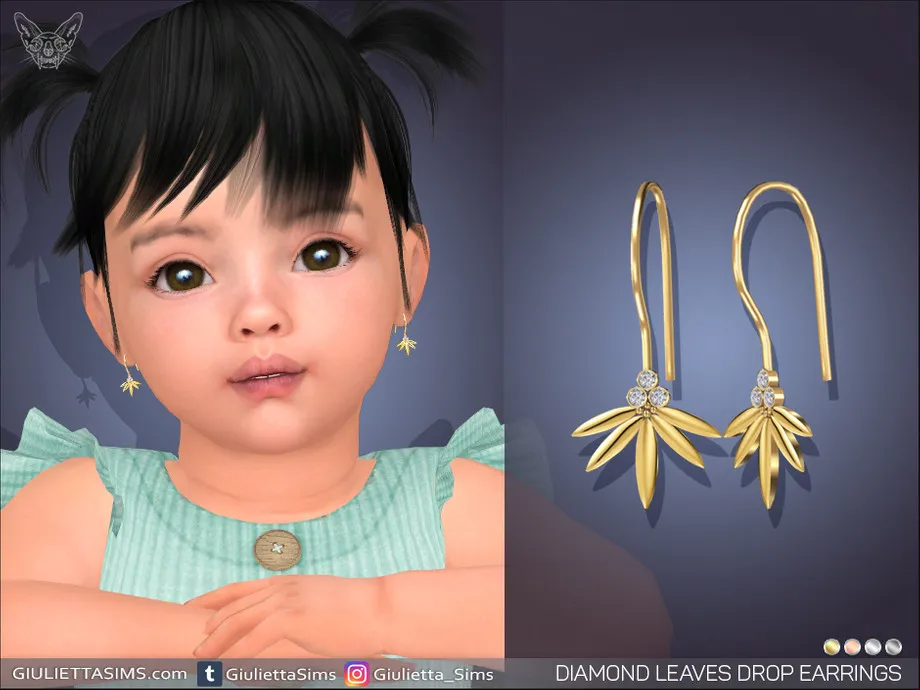 Diamond Leaves Drop Earrings For Toddlers
