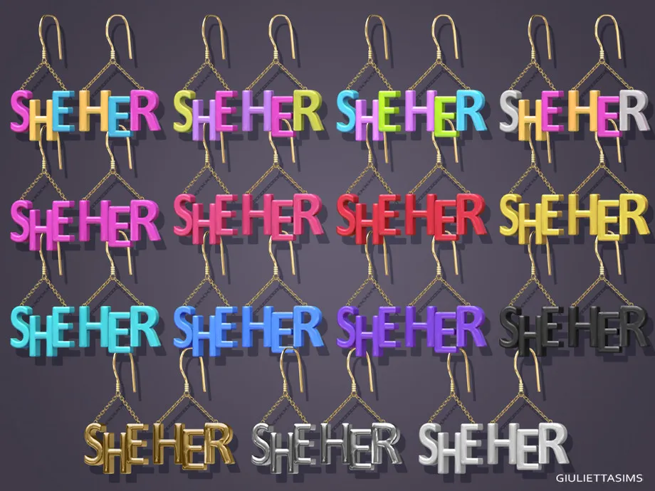 She Her Pronouns Earrings (Male and Female Body Frame)