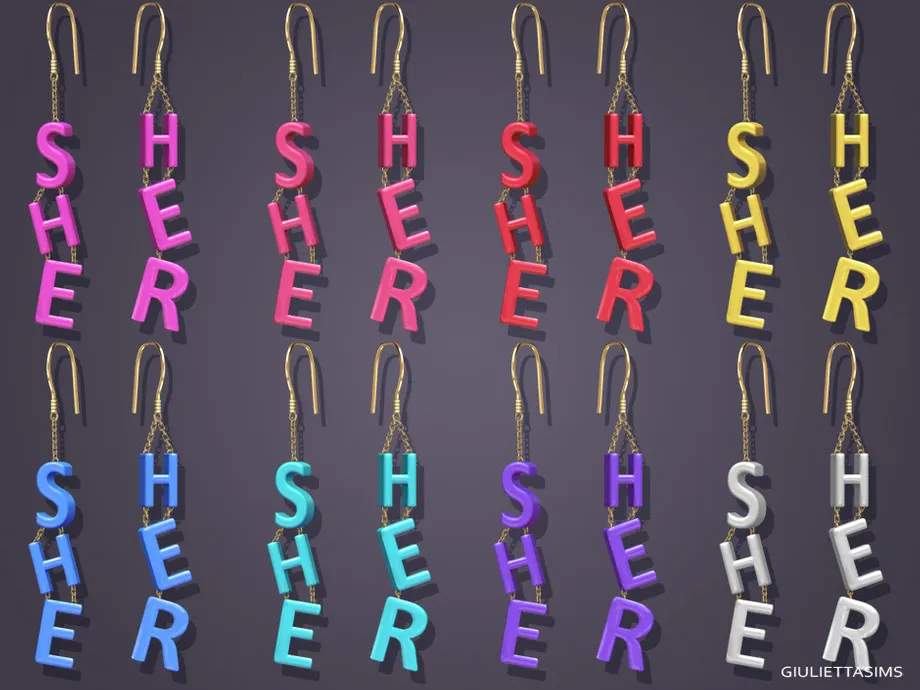 She Her Pronouns Drop Earrings (Male and Female Body Frame)