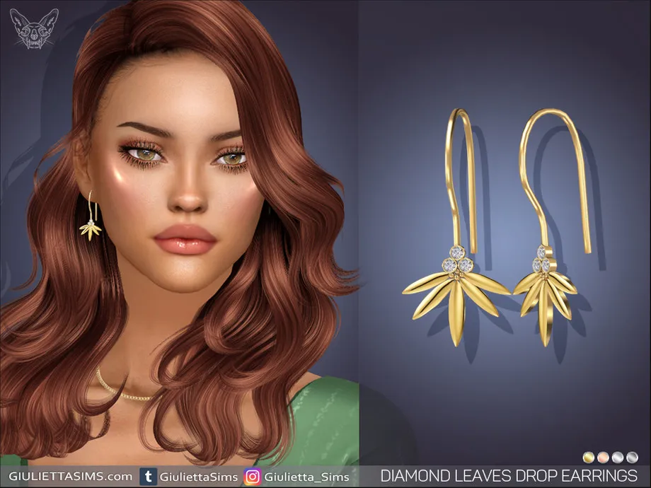 Diamond Leaves Drop Earrings