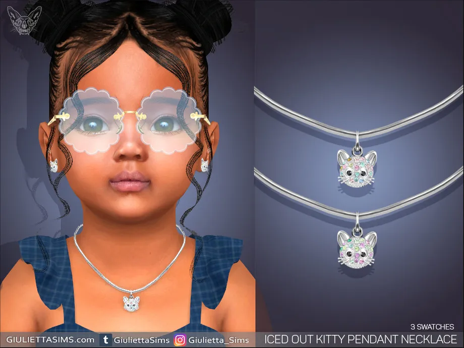 w-920h-690-3536774.jpg Iced Out Kitty Pendant Necklace For Toddlers - Image 1