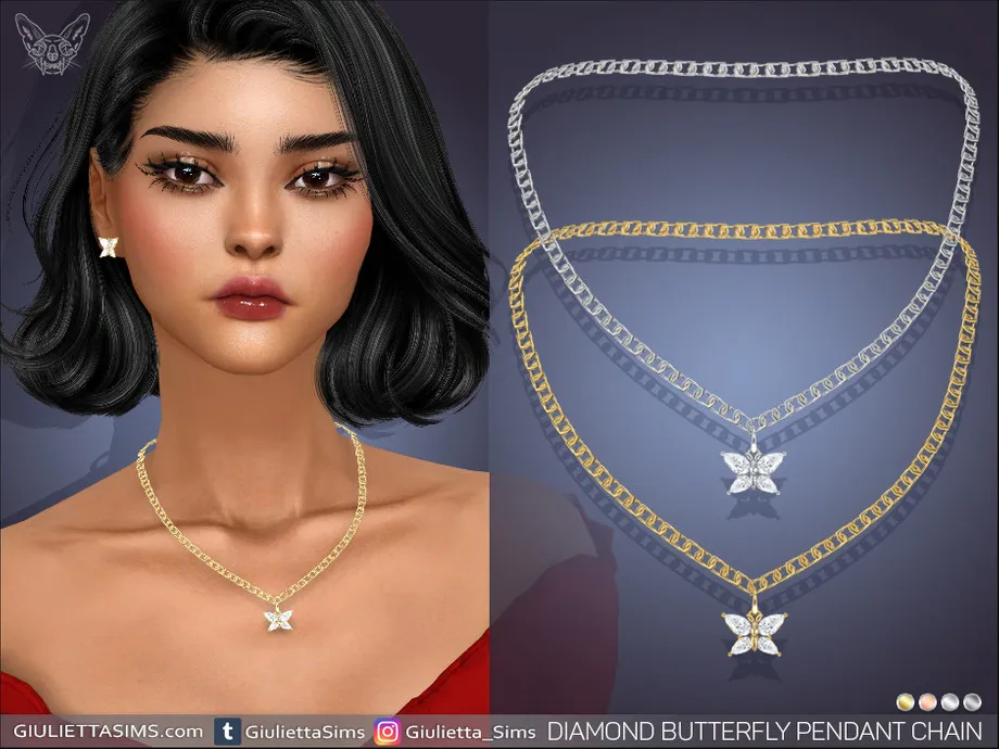 Diamond Butterfly Pendant Chain
