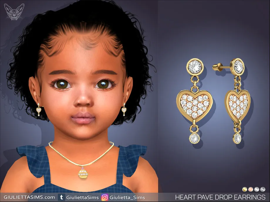 Heart Pave Drop Earrings For Toddlers