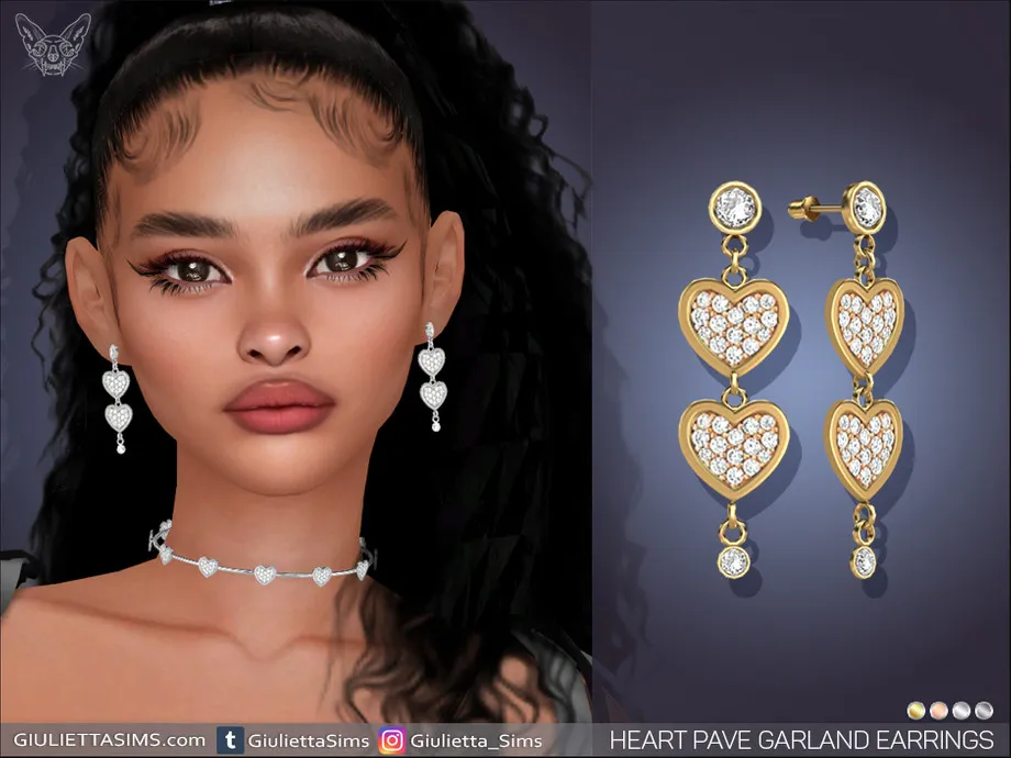 Heart Pave Garland Earrings