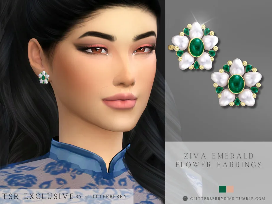 Ziva Emerald Flower Earrings