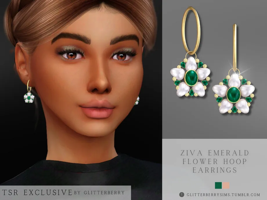 Ziva Emerald Flower Hoop Earrings V2