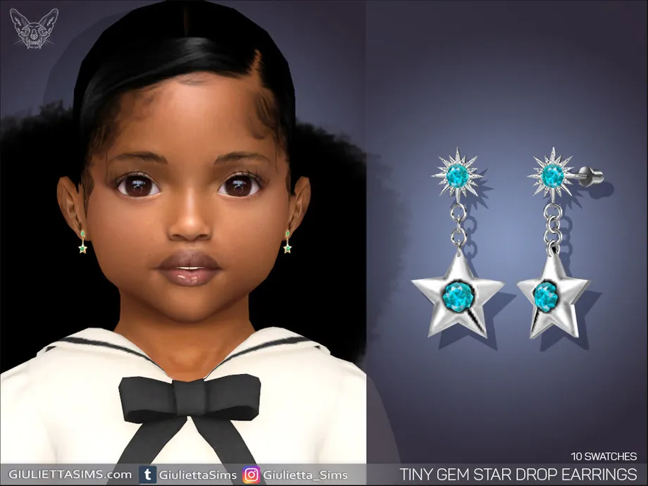 Tiny Gem Star Drop Earrings For Toddlers