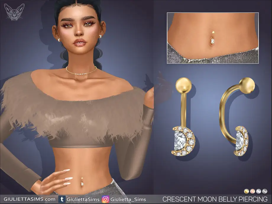 Crescent Moon Belly Ring (left brow ring category)