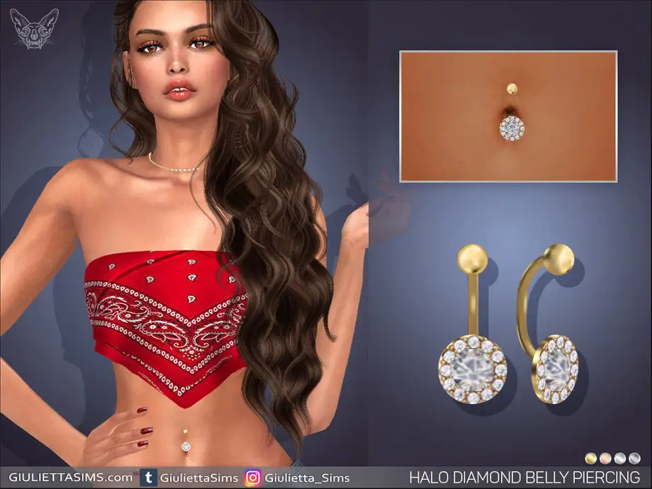 Halo Diamond Belly Piercing (left brow ring category)
