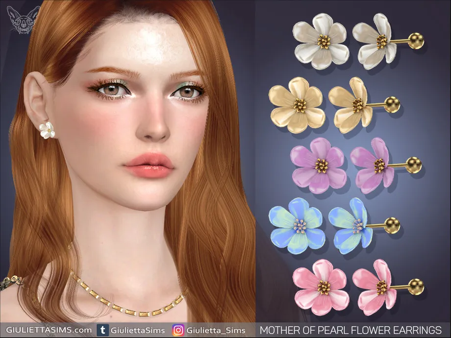 Mother Of Pearl Flower Earrings