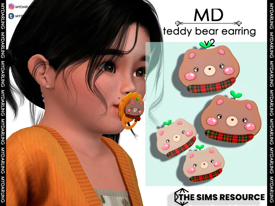 teddy bear earring v2 Toddler