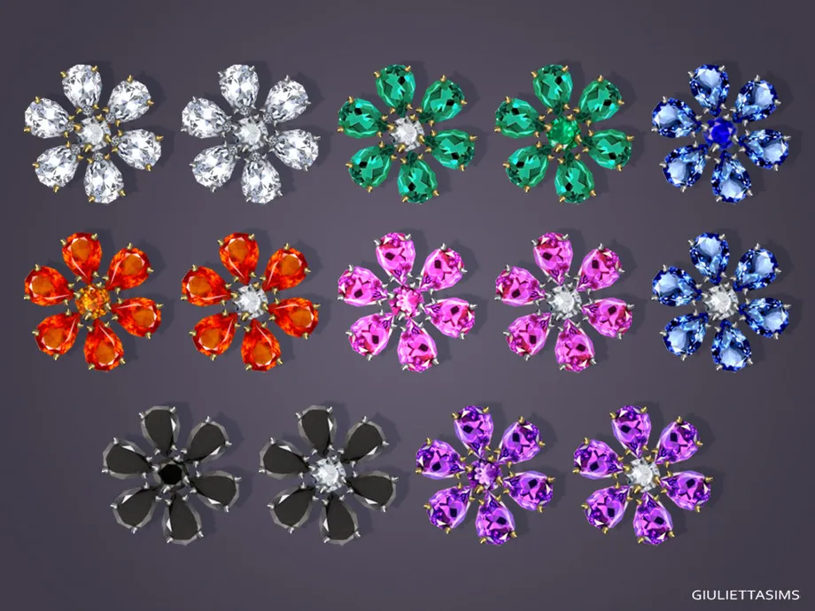 Precious Gemstone Flower Earrings For Toddlers