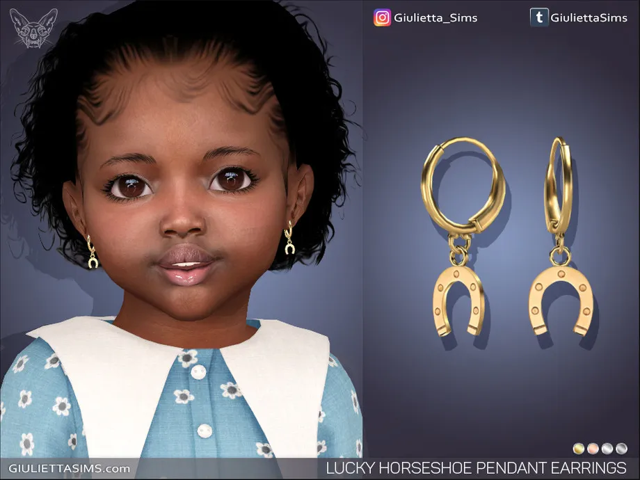 Lucky Horseshoe Pendant Earrings For Toddlers
