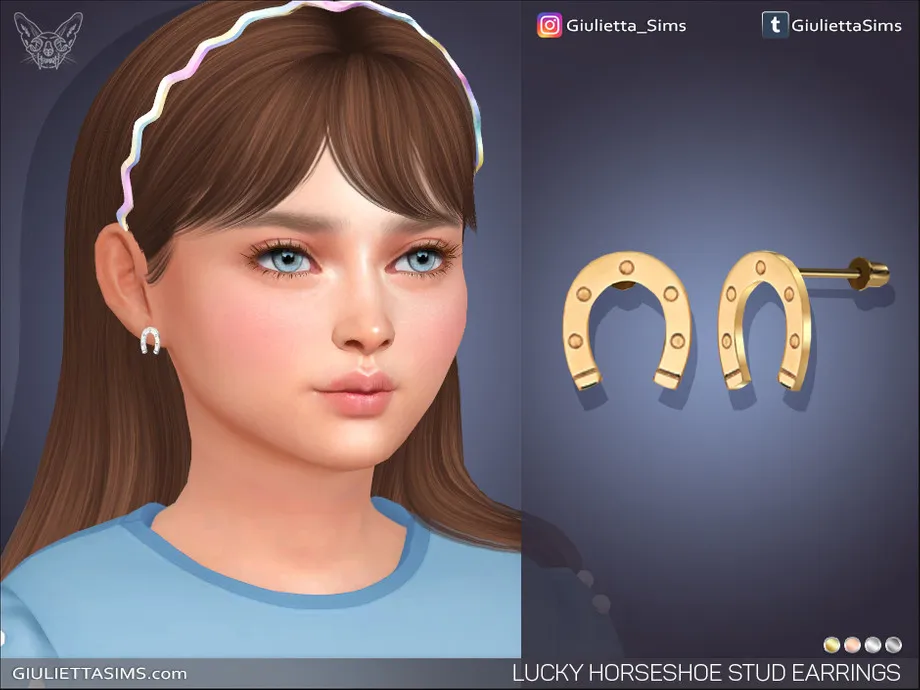 Lucky Horseshoe Stud Earrings For Kids