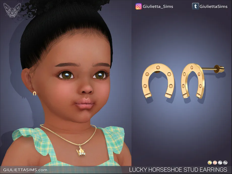 Lucky Horseshoe Stud Earrings For Toddlers