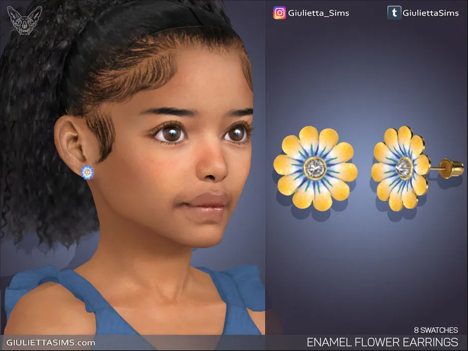 Enamel Flower Earrings For Kids