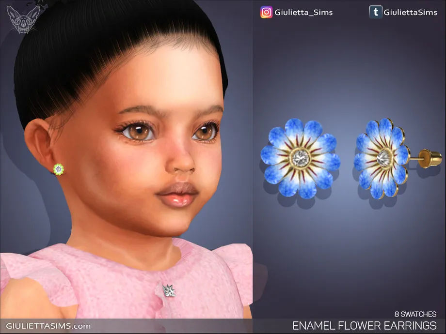 Enamel Flower Earrings For Toddlers