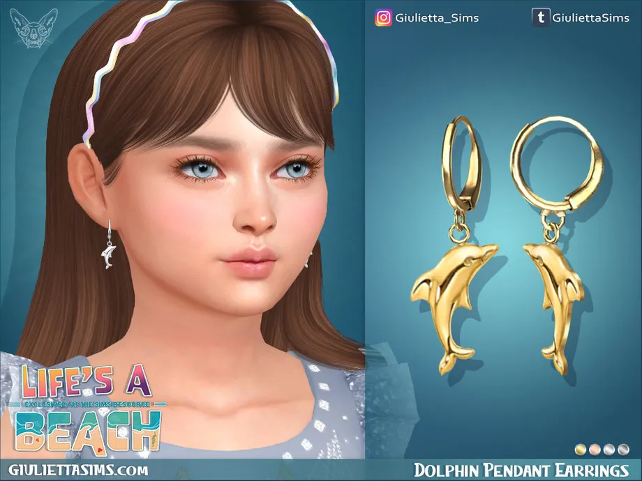 Life's a Beach - Dolphin Pendant Hoop Earrings For Kids