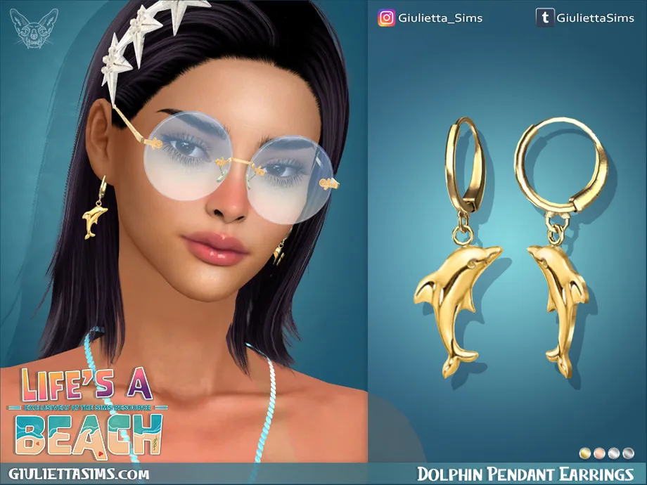 Life's a Beach - Dolphin Pendant Hoop Earrings