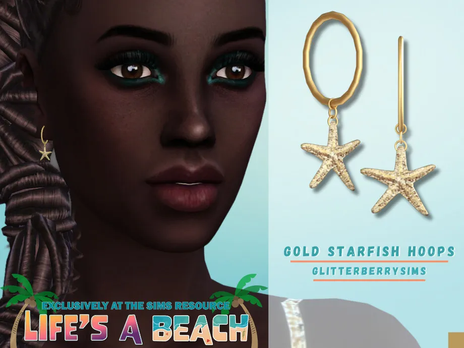 Life's a Beach: Gold Starfish Hoops